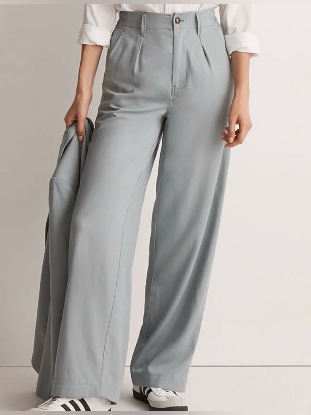 Madewell Sz 12 The Neale Trouser Pants Wide Leg High Waist Blue Gray NWT